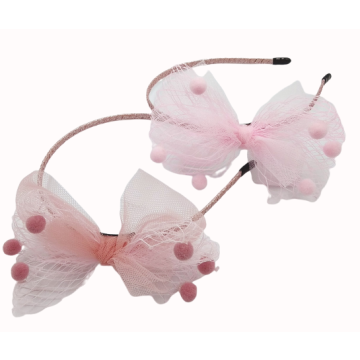 Στέκα υφασμάτινη με μεταλλικό σκελετό σχέδιο φιόγκος με πον πον ( 2 χρώματα)