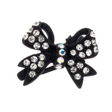 Κλίπ πλαστικό σχέδιο φιόγκος μαύρος με στράς