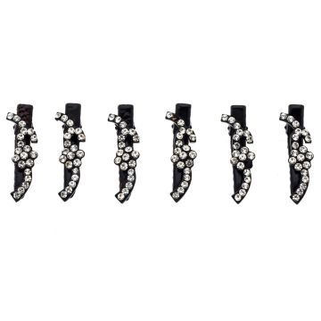 Κλίπ μεταλλικό μαύρο με λουλούδι απο λευκά στράς