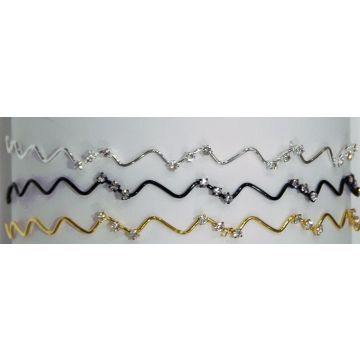 Στέκα μεταλλική ζικ ζάκ διακοσμημένη ανά διαστήματα με λευκά στράς