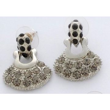 Σκουλαρίκια μεταλλικά ασημί με μεγάλα στράς