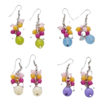 Σκουλαρίκια μεταλλικά διακοσμημένα με πολύχρωμες χάντρες